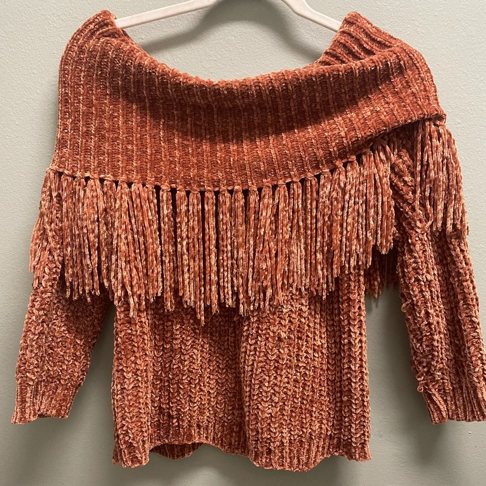 Burnt Orange Off the Shoulder Sweater